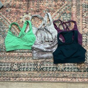 Used Lululemon various style sports bras, size 4 and 6